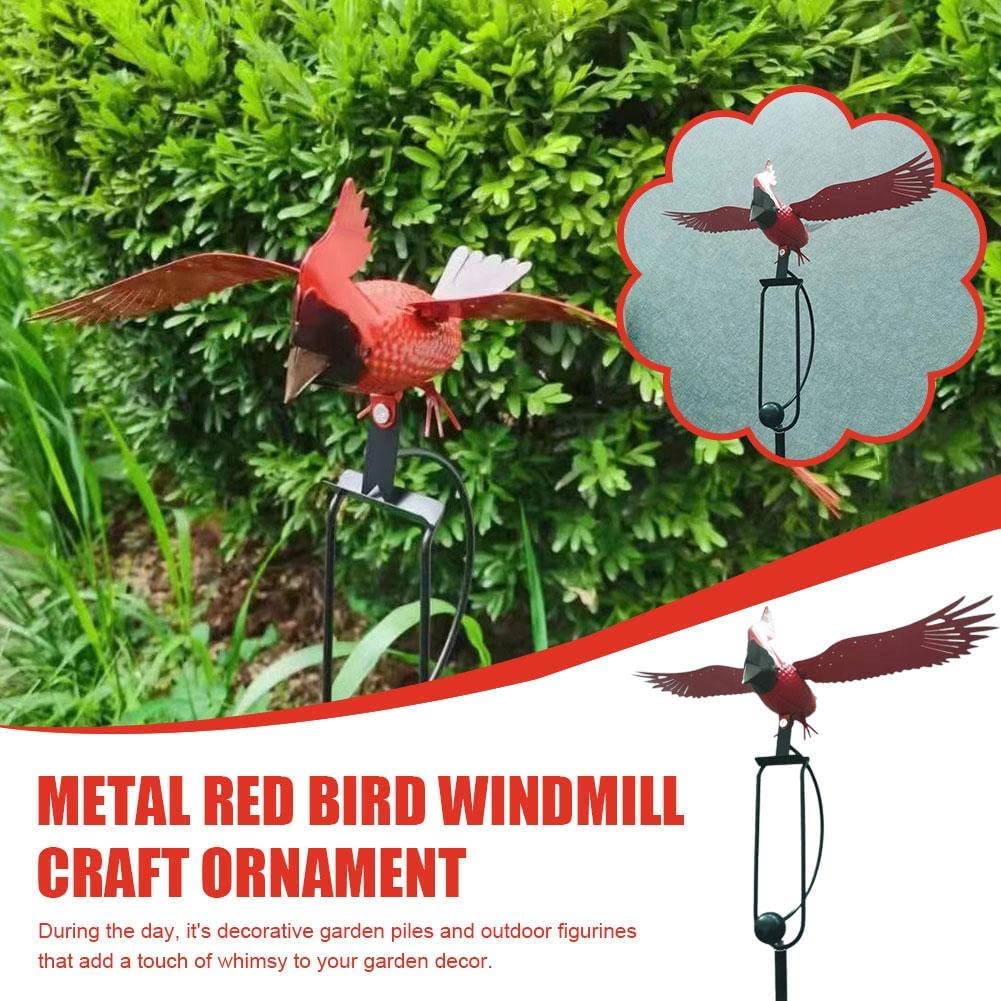 Wind Powered Rocker Metal Flying Cardinal Garden Stake | Metal Cardinal Rocker