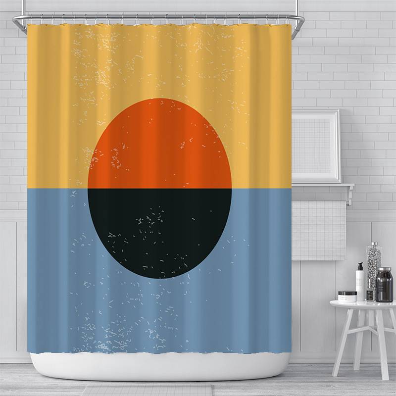 Abstract Sunset Circle Geometric Showe Curtain | Circle Geometric Bathroom Curtain