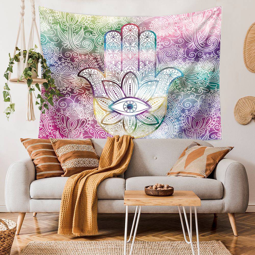 Mandala Hamsa Wall Tapestry for Bedroom Living Room | Mandala Hamsa Tapestry