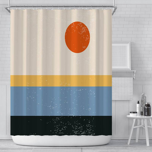 Sea Sunrise Abstract Shower Curtain | Sunrise Abstract Art Bathroom Curtain