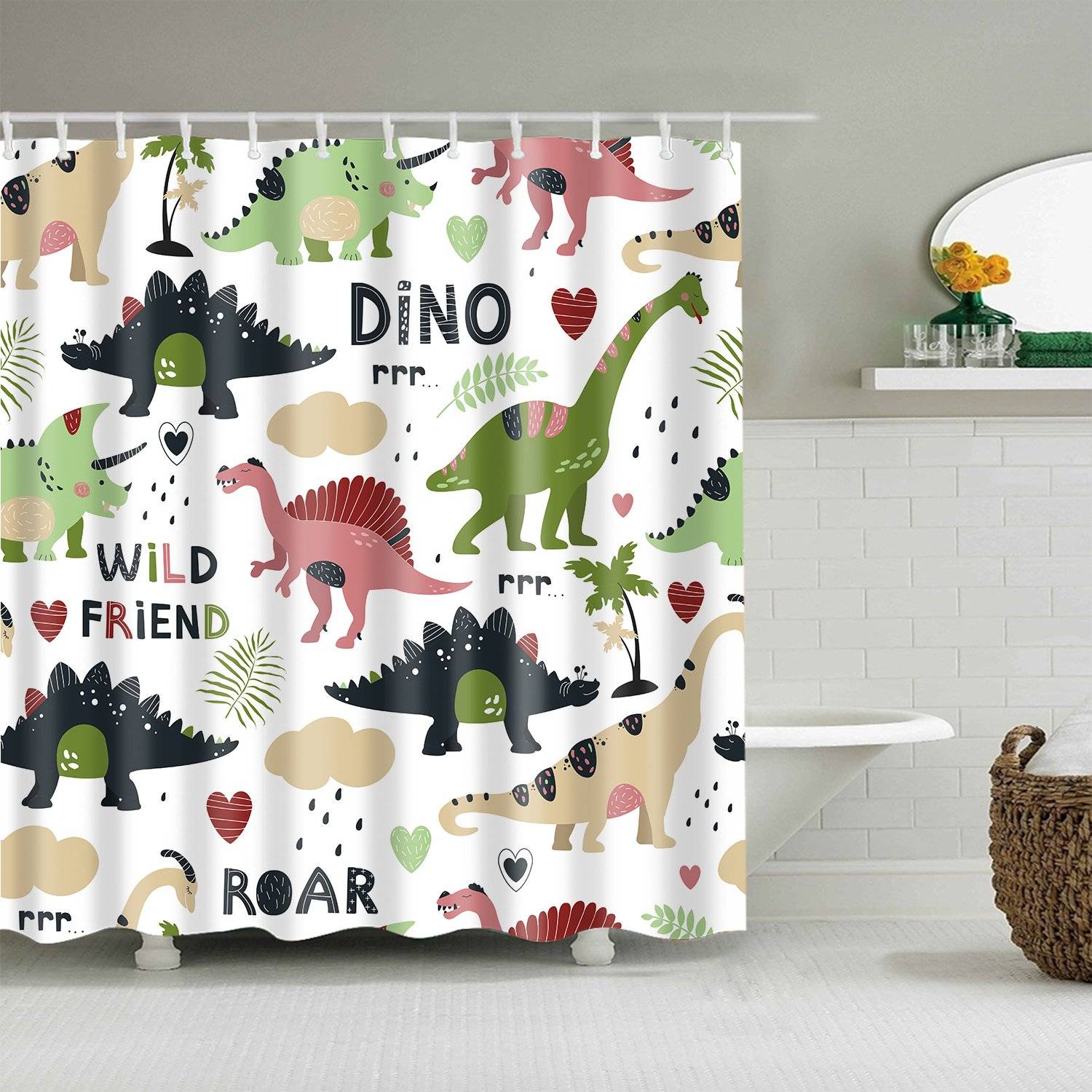 Kid Various Cartoon Dinosaur Shower Curtain