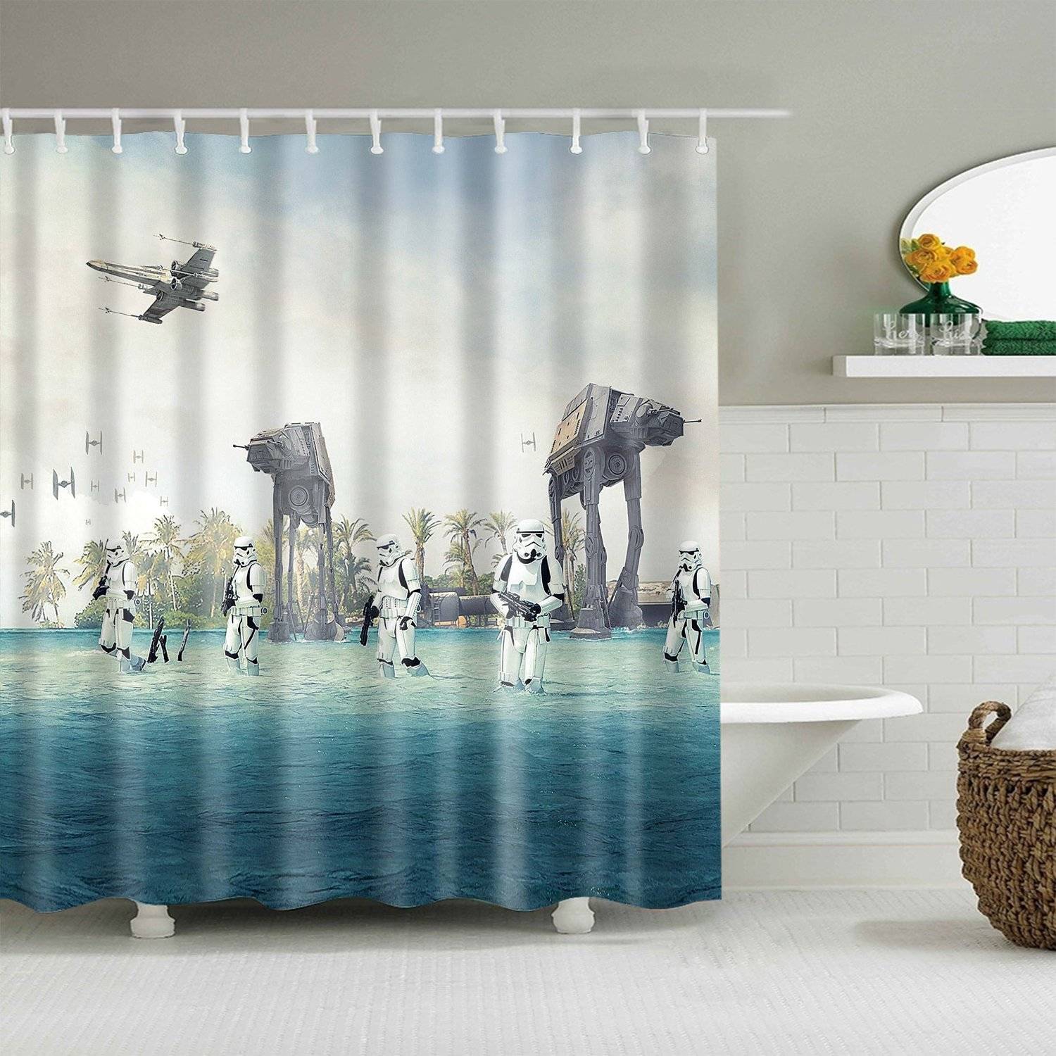 Star Alien Wars 3D Printed Shower Curtain Bathroom Curtains
