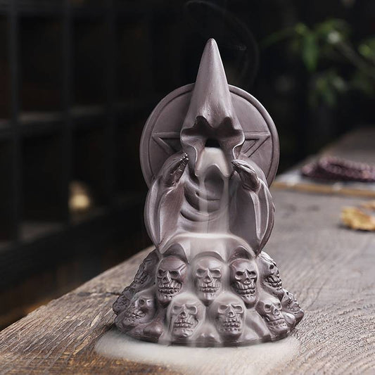 Death Skull Witch Incense Burner Reverse Smoke Zen Burner