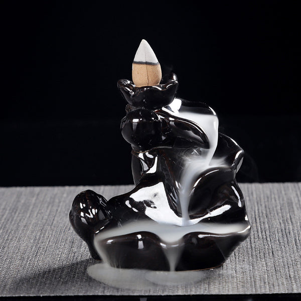 Buddha Hand Lotus Backflow Incense Burner with Lotus Shape Incense