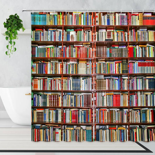 Photo Style Encyclopaedic Bookshelf Shower Curtain