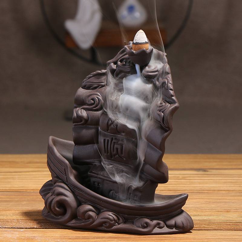 Boat Brave The Wind and The Waves Sailboat Backflow Incense Burner