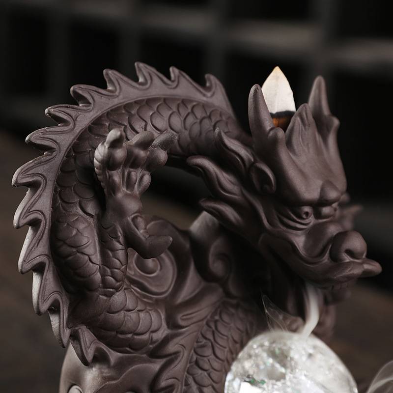 Chinese Dragon Backflow Incense Burner with LED Ball