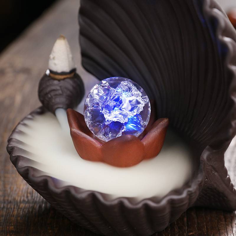 Shell Shaped Backflow Incense Burner with Led Lighting