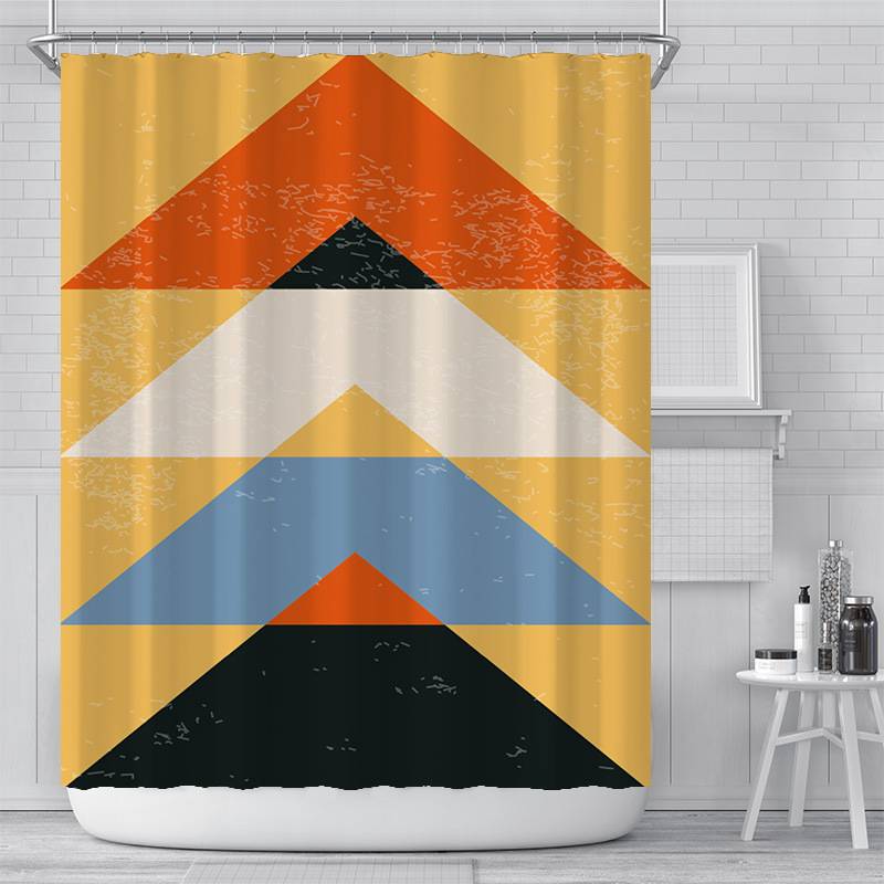 Abstract Tree Four Triangles Geometric Shower Curtain | Abstract Tree Bathroom Curtain