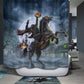 Gothic Night Creepy Pumpkin Halloween Headless Rider Shower Curtain