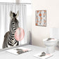 Funny Zebra Blowing Bubbles Shower Curtain | Funny Zebra Bathroom Curtain