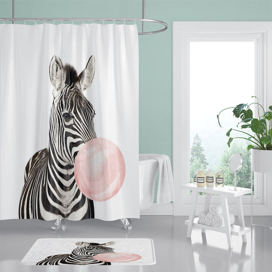 Funny Zebra Blowing Bubbles Shower Curtain | Funny Zebra Bathroom Curtain