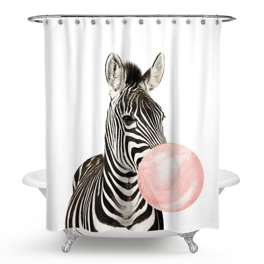 Funny Zebra Blowing Bubbles Shower Curtain | Funny Zebra Bathroom Curtain