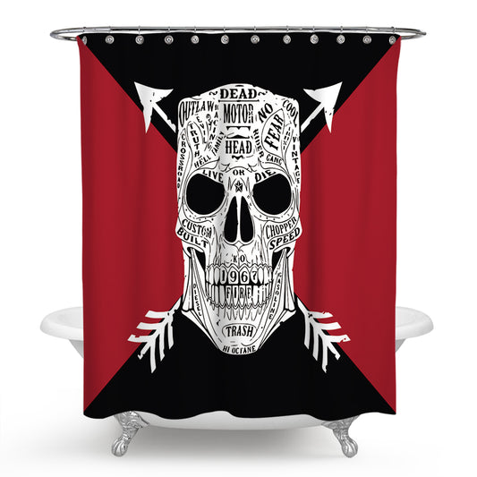 Dead Moto Head Cross Arrow Skull Shower Curtain | Dead Moto Head Skull Bathroom Curtain