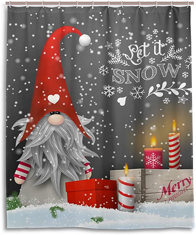 Xmas Gift Candle Snowflake Christmas Gnome Shower Curtain