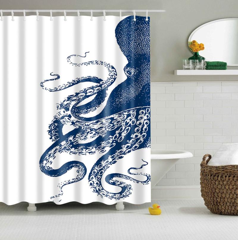 Ocean Blue Octopus Shower Curtain