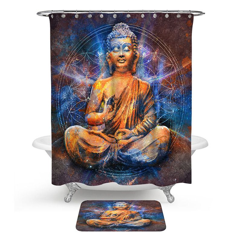 Religious Holy Buddha Shower Curtain | Meditation Buddha Bathroom Curtain