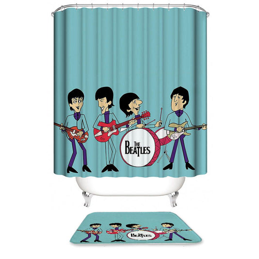 Cartoon Rock Band The Bettles Shower Curtain | Cartoon The Beatles Shower Curtain