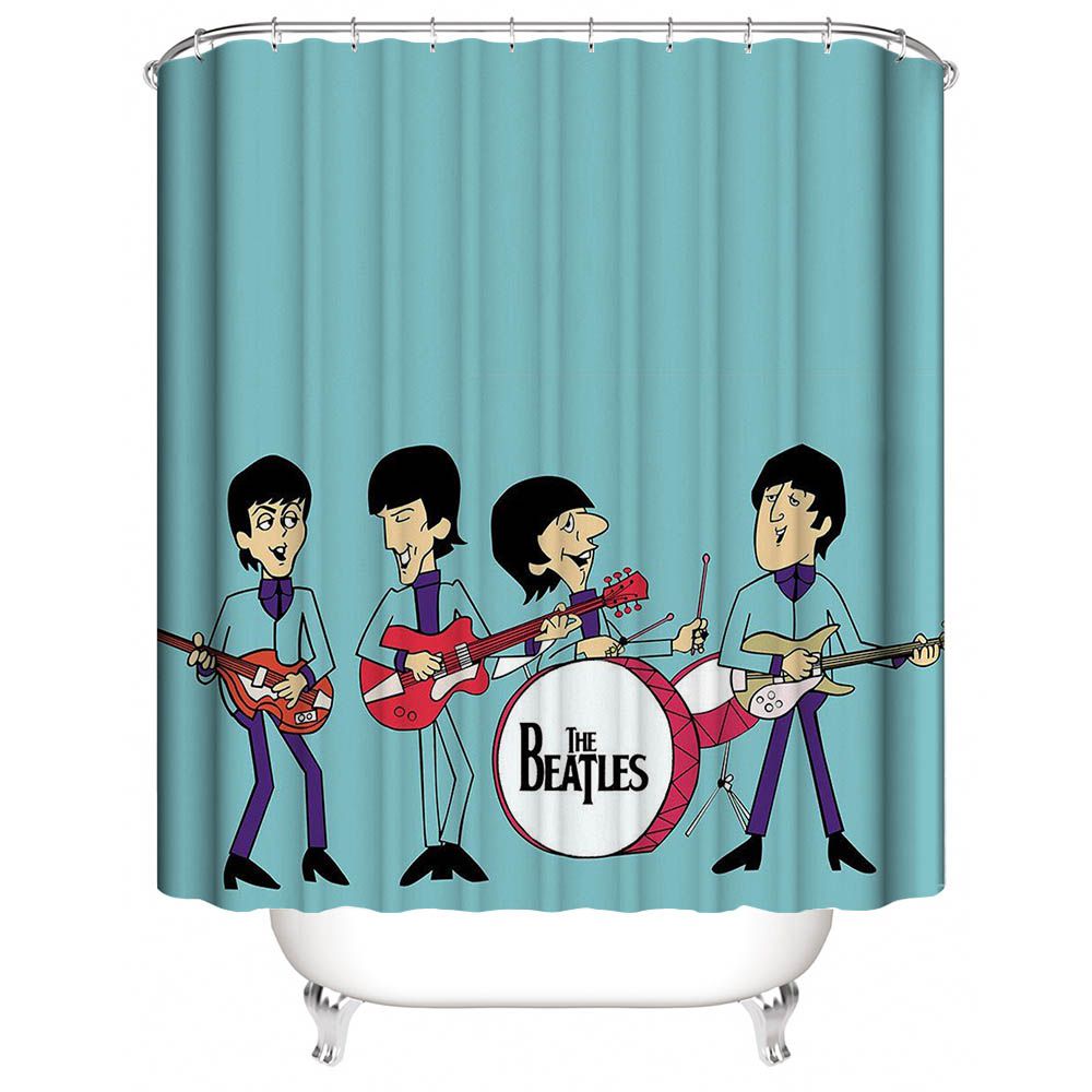 Cartoon Rock Band The Bettles Shower Curtain | Cartoon The Beatles Shower Curtain