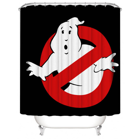 Cartoon Warning Symbol Ghostbusters Shower Curtain