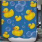 Blue Backdrop Little Yellow Ducks Bubbles Rubber Duck Shower Curtain
