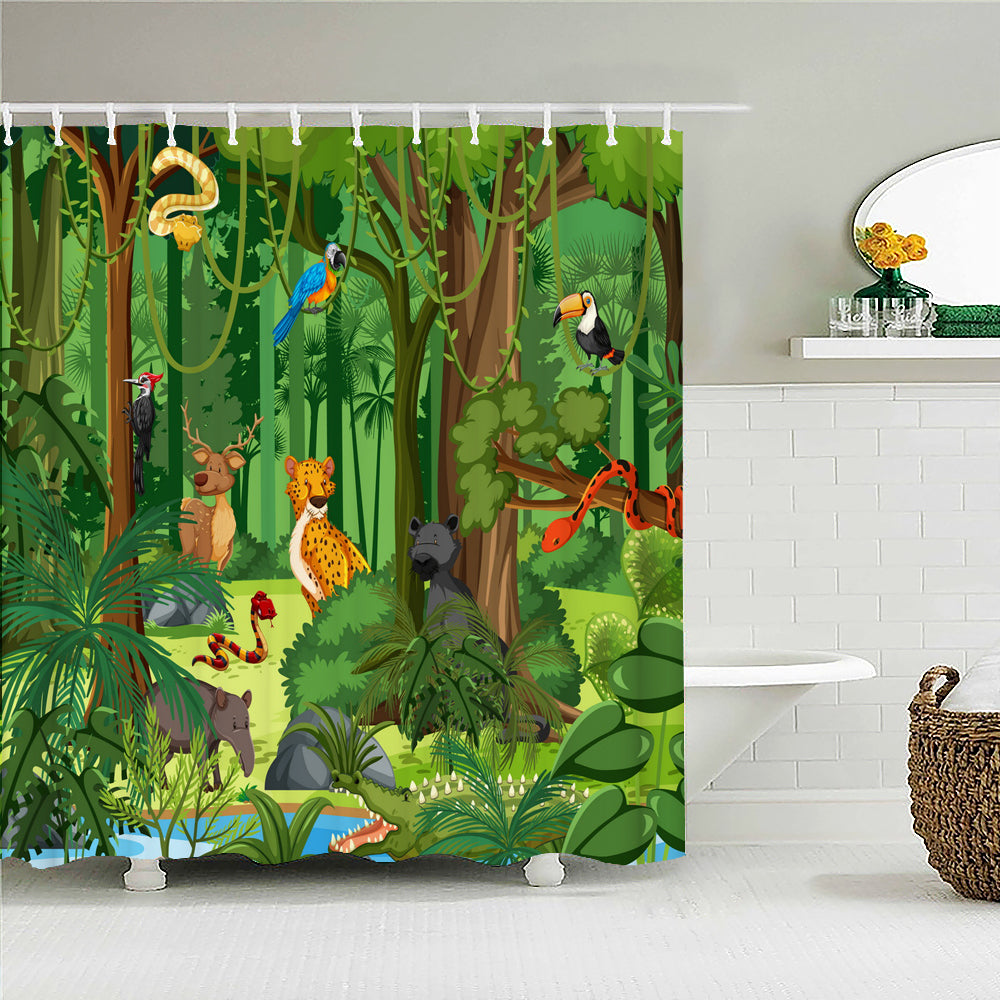 Cartoon Animals Forest Shower Curtain