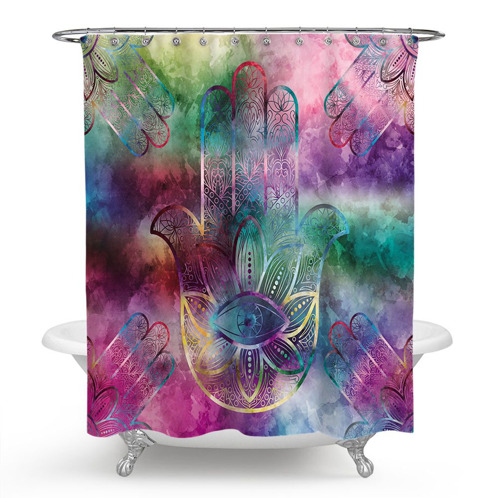 Coloful Hand of Fatima Shower Curtain