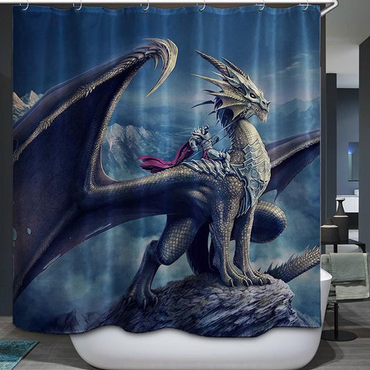 Shield Dragon Fantasy Knight with Dragon Shower Curtain