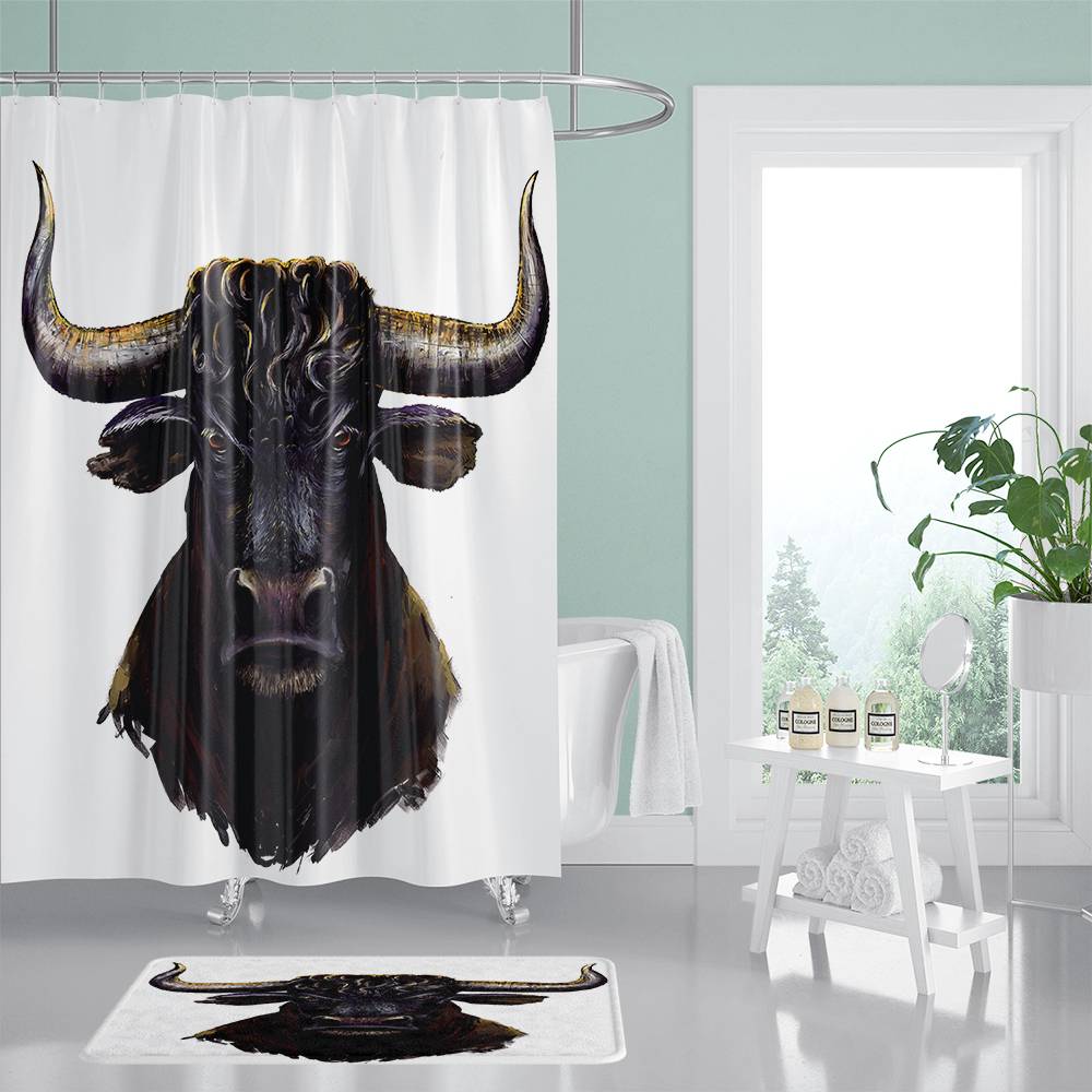 Bull Head Shower Curtain | Bull Shower Curtain