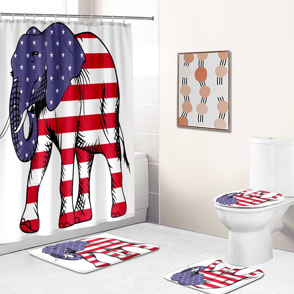 American Flag Elephant Shower Curtain
