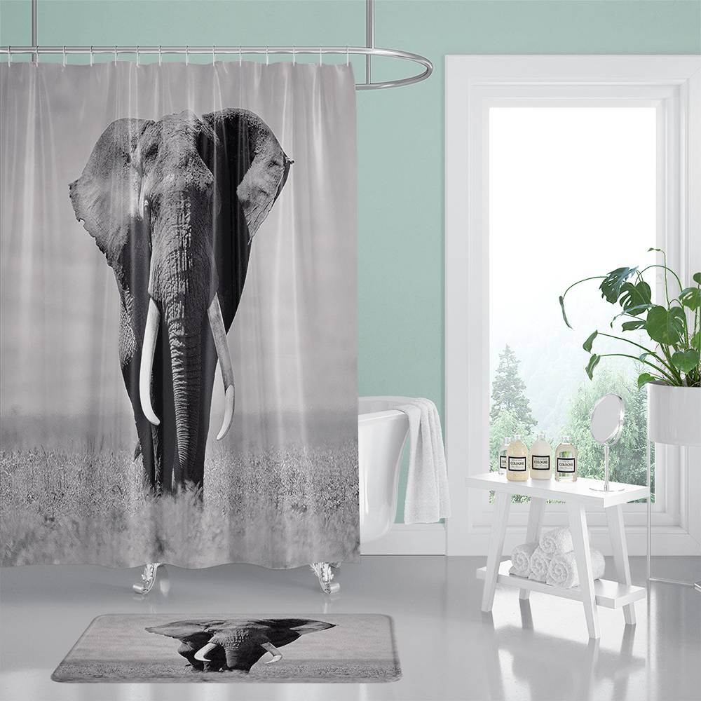 Black and White Elephant Shower Curtain