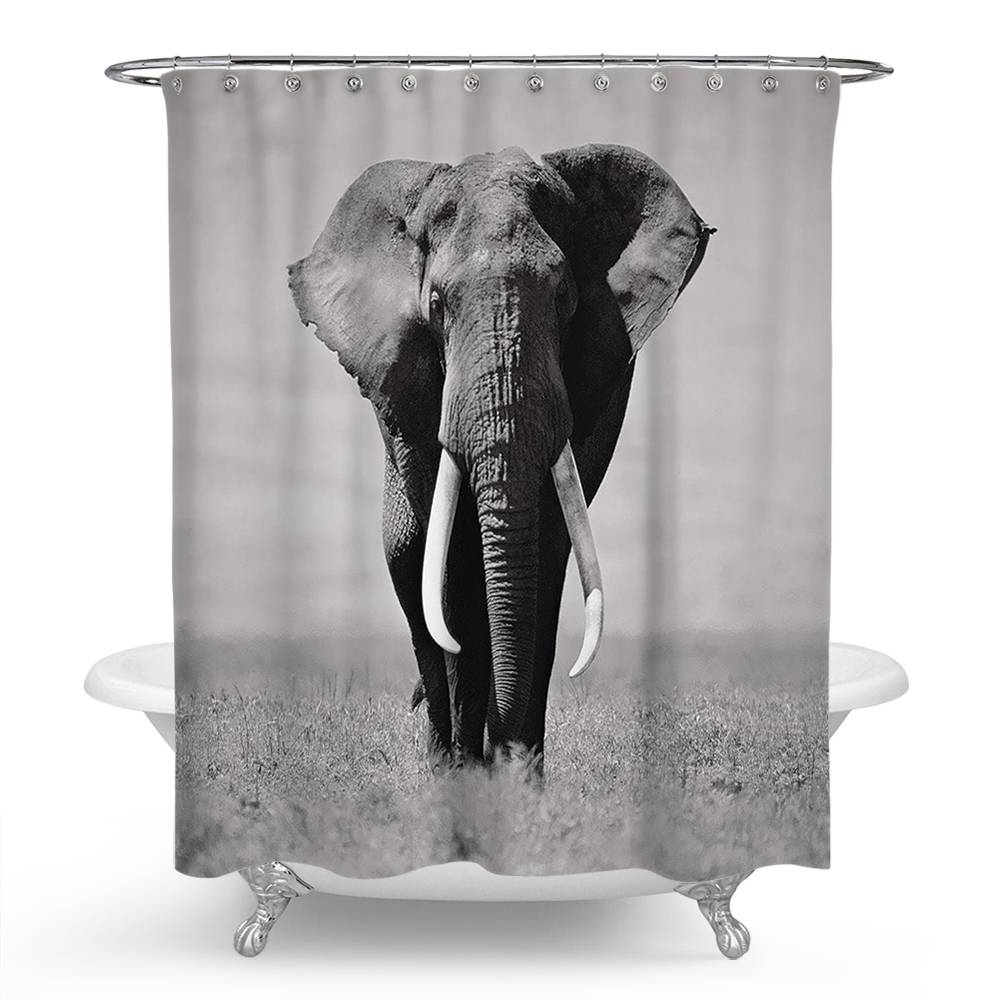 Black and White Elephant Shower Curtain