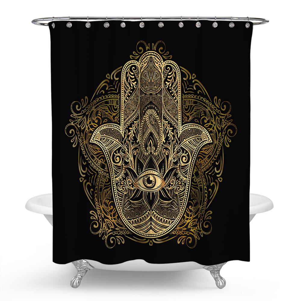 Golden Hamsa Shower Curtain | Hamsa Shower Curtain