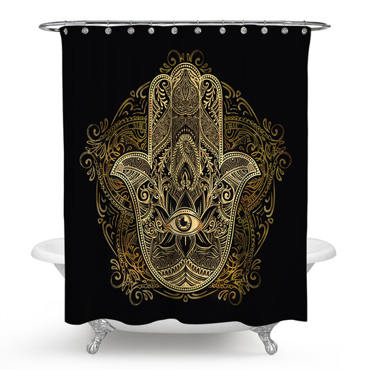 Golden Hamsa Shower Curtain | Hamsa Shower Curtain