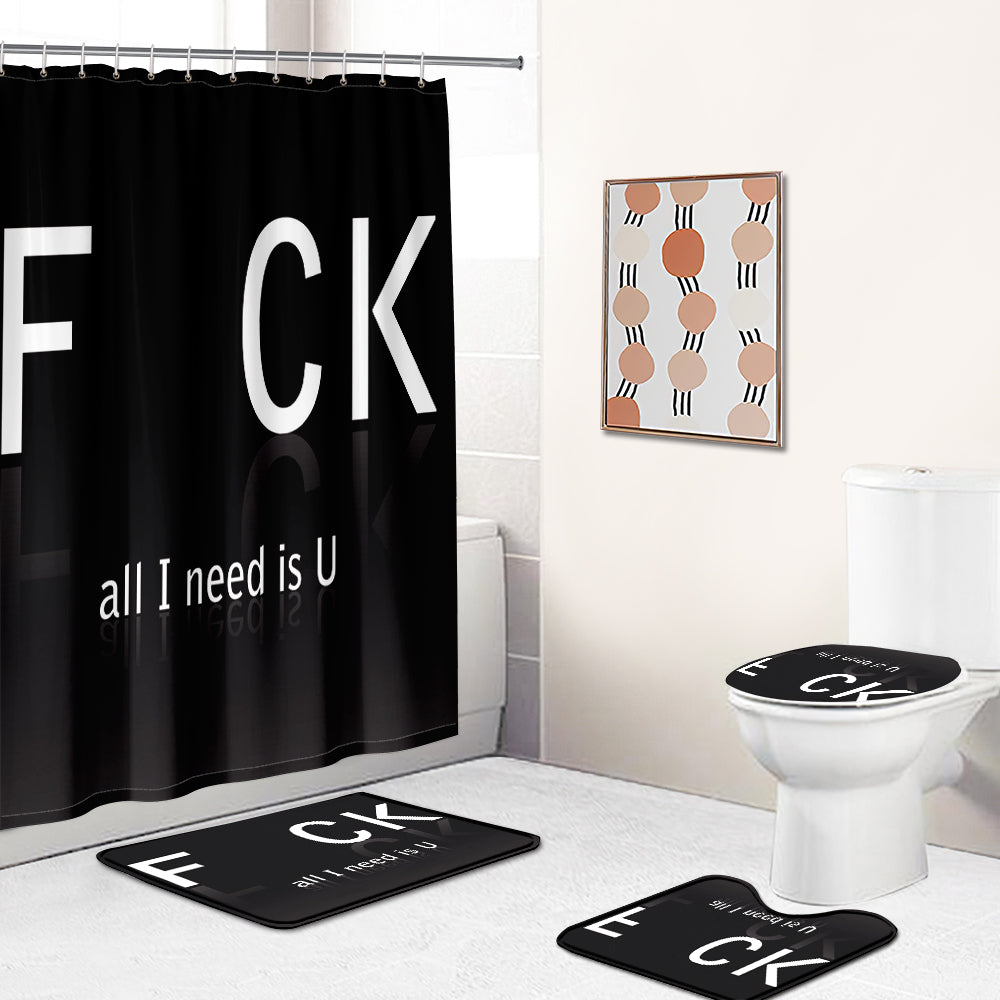 Rude Text All I Need Is U Fuck Shower Curtain | Rude Text Bathroom Curtain