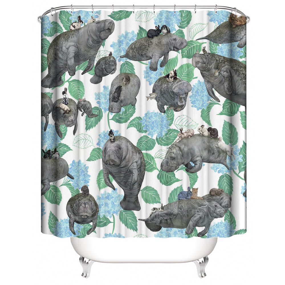 Fantasy Animal Sea Cows Rabbit Cat Mouse Manatee Shower Curtain