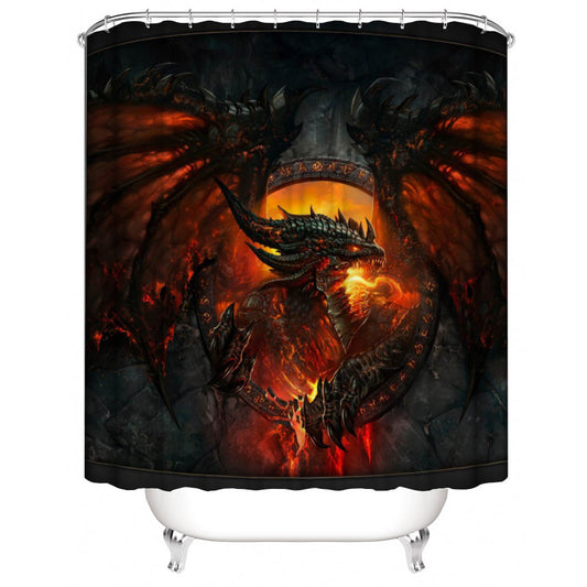 Fantasy Angry Magma Dragon Shower Curtain