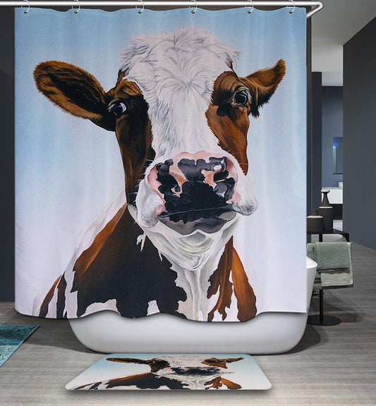 Farmhouse Animal Profile Picture Cow Shower Curtain