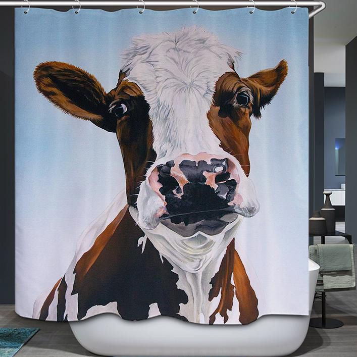 Farmhouse Animal Profile Picture Cow Shower Curtain