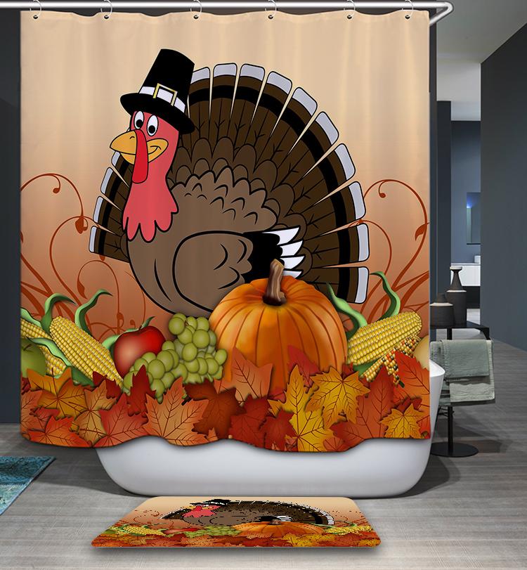 Festival Thanksgiving Good Harvest Turkey Shower Curtain