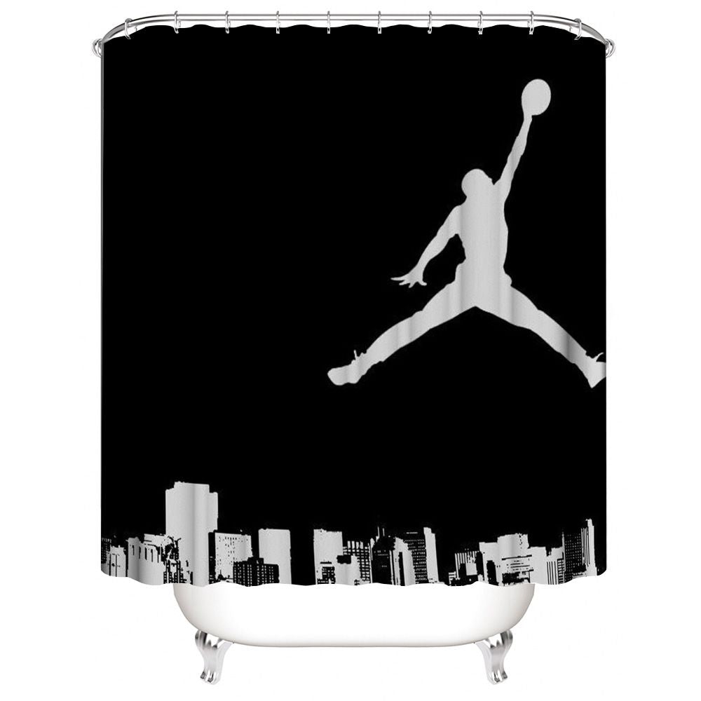 Flying Over The City Basketball Sport Air Jordan Shower Curtain