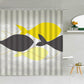 Abstract Line Drawing Fish Shower Curtain | Line Drawing Fish Bathroom Curtain