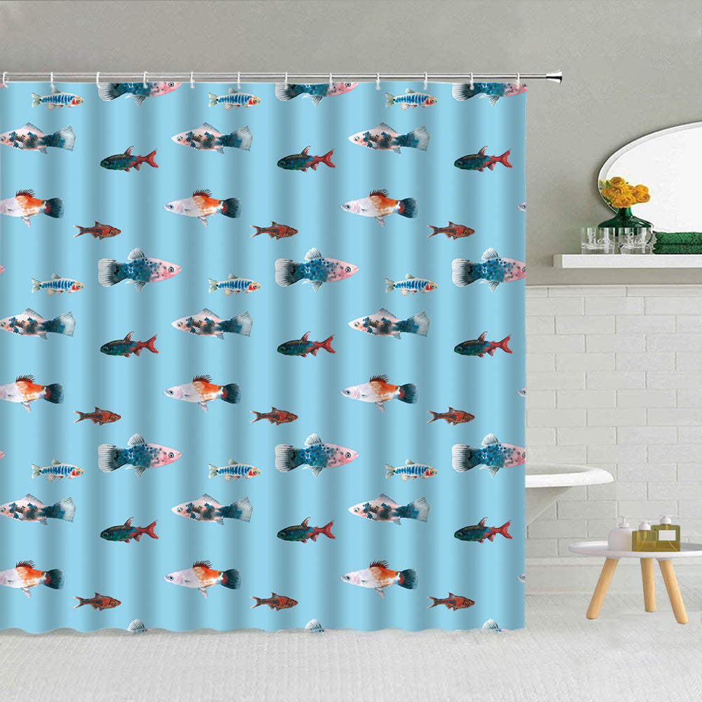 Aquarium Fish Shower Curtain | Small Fish Bathroom Curtain
