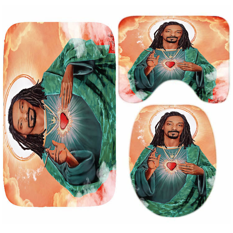 Novelty Meme Art African American Rap Saint Shower Curtain | Meme Art African American Rapper Bathroom Curtain