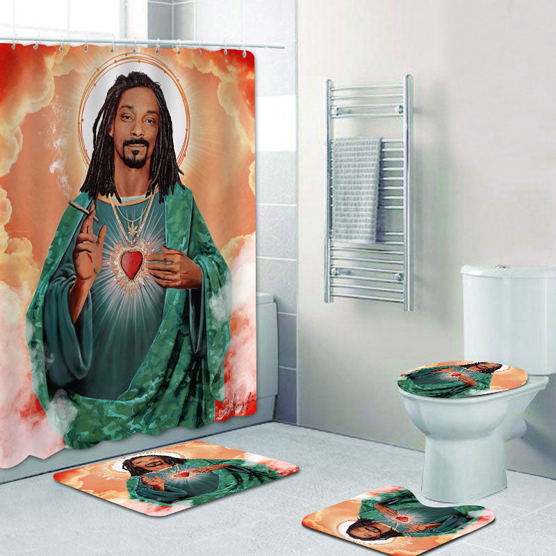 Novelty Meme Art African American Rap Saint Shower Curtain | Meme Art African American Rapper Bathroom Curtain