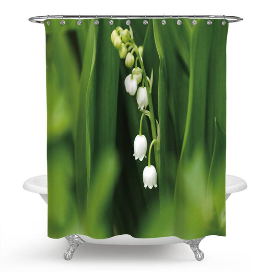 Greenery Lily of The Valley Shower Curtain | Lily of The Valley Bathroom Curtain