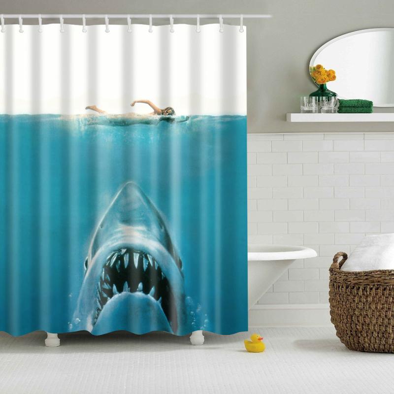 White Shark Shower Curtain Hooks - Set of 12 Shower Curtain Rings