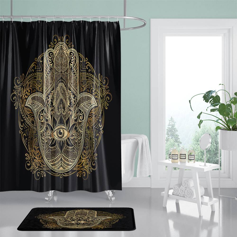 Golden Hamsa Shower Curtain