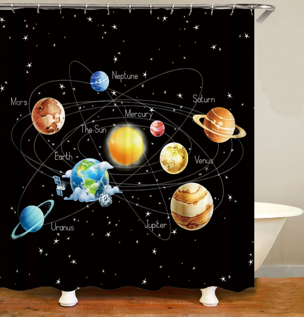 Eight Planets Solar System Shower Curtain | Planets Shower Curtain