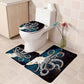 Dark Blue Backgroup White Octopus Shower Curtain | Octopus Bathroom Curtain